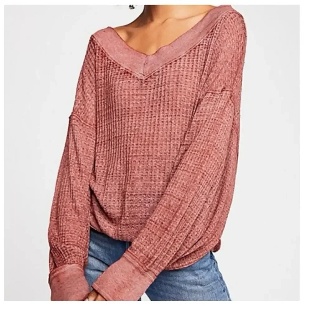 NWT Free People Southside Thermal Top Cinnamon Size Small